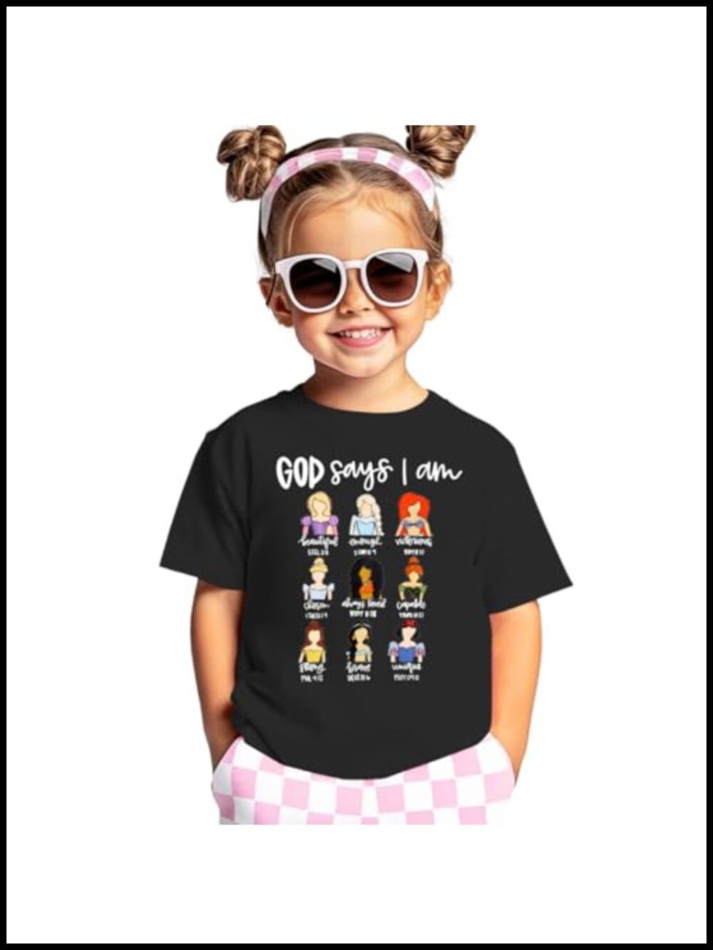 Toddler Girl Christian T-Shirt God Says I Am Beautiful Bible Verse Tee